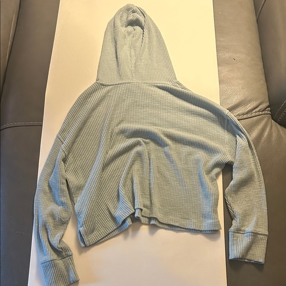 Light Mint Green Ribbed Hoodie, girls size 8 - Picture 3 of 3